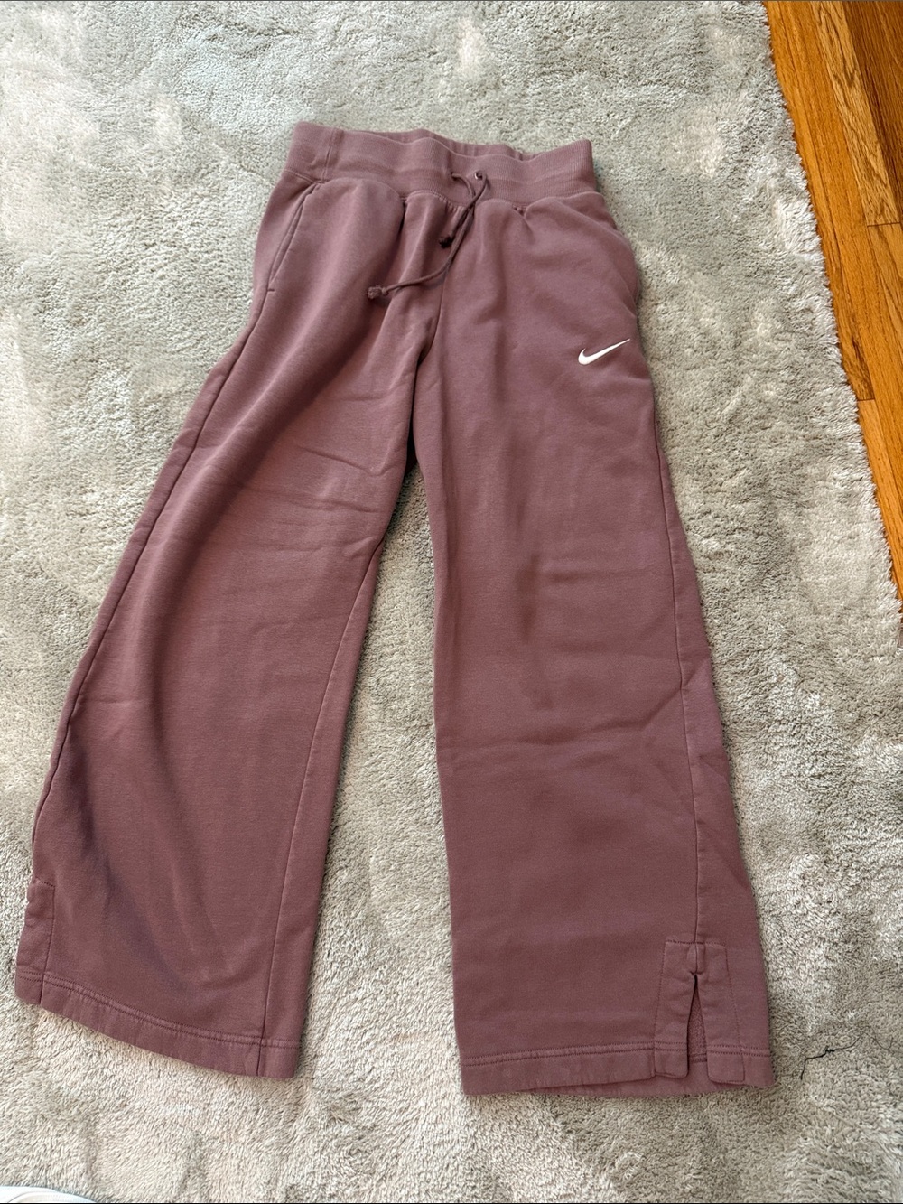 Nike Girls' Mauve Drawstring Wide-Leg Sweatpants